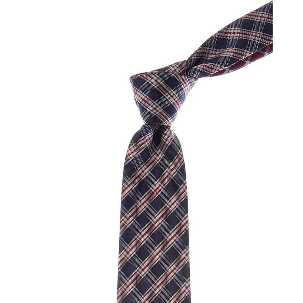 Canali Red Check/Plaid Reversible Silk Tie, Red